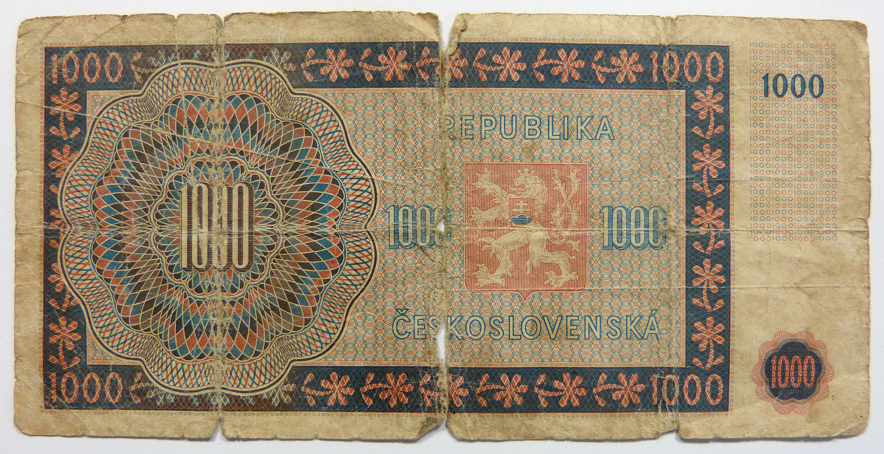 Bankovka ( 1000 Kčs, ČSR 1945 )